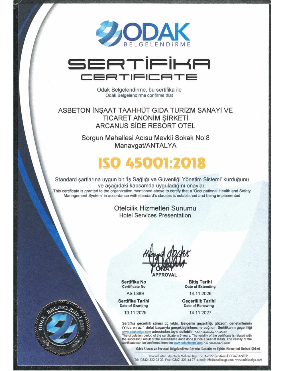 ISO 45001:2018 İş Sağlığı ve Güvenliği Yönetim Sistemi